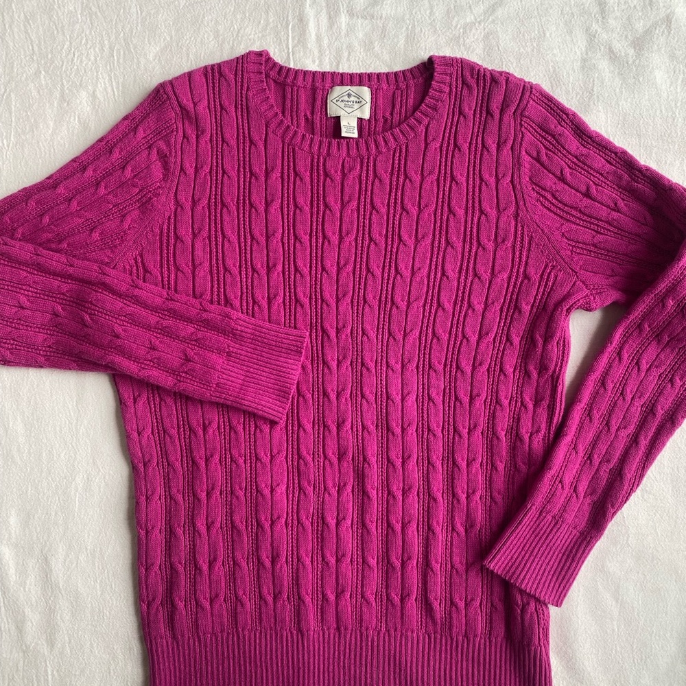 St. John's Bay Fuchsia Cable Knit Sweater
